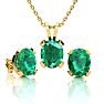 3-1/2 Carat Oval Shape Emerald Necklaces and Earring Set In 14 Karat Yellow Gold Over Sterling Silver, 18 Inch Chain Image-1