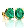 3-1/2 Carat Oval Shape Emerald Necklaces and Earring Set In 14 Karat Yellow Gold Over Sterling Silver, 18 Inch Chain Image-2