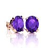 3 Carat Oval Shape Amethyst Necklace and Earring Set In 14K Rose Gold Over Sterling Silver Image-2