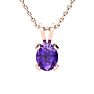3 Carat Oval Shape Amethyst Necklace and Earring Set In 14K Rose Gold Over Sterling Silver Image-3