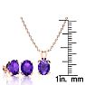 3 Carat Oval Shape Amethyst Necklace and Earring Set In 14K Rose Gold Over Sterling Silver Image-4