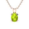 3 Carat Oval Shape Peridot Necklace and Earring Set In 14K Rose Gold Over Sterling Silver Image-3