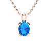 3 Carat Oval Shape Blue Topaz Necklace and Earring Set In 14K Rose Gold Over Sterling Silver Image-3