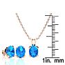 3 Carat Oval Shape Blue Topaz Necklace and Earring Set In 14K Rose Gold Over Sterling Silver Image-4