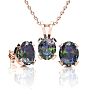 3 Carat Oval Shape Mystic Topaz Necklace and Earring Set In 14 Karat Rose Gold Over Sterling Silver, 18 Inches Image-1