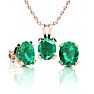 3 Carat Oval Shape Emerald Necklaces and Earring Set In 14 Karat Rose Gold Over Sterling Silver, 18 Inch Chain Image-1