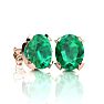3 Carat Oval Shape Emerald Necklaces and Earring Set In 14 Karat Rose Gold Over Sterling Silver, 18 Inch Chain Image-2