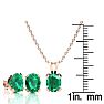 3 Carat Oval Shape Emerald Necklaces and Earring Set In 14 Karat Rose Gold Over Sterling Silver, 18 Inch Chain Image-4