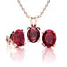 3 Carat Oval Shape Ruby Necklace and Earring Set In 14K Rose Gold Over Sterling Silver Image-1