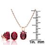 3 Carat Oval Shape Ruby Necklace and Earring Set In 14K Rose Gold Over Sterling Silver Image-4
