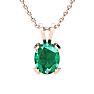 3-1/2 Carat Oval Shape Emerald Necklaces and Earring Set In 14 Karat Rose Gold Over Sterling Silver, 18 Inch Chain Image-3