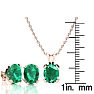 3-1/2 Carat Oval Shape Emerald Necklaces and Earring Set In 14 Karat Rose Gold Over Sterling Silver, 18 Inch Chain Image-4