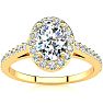 1 Carat Oval Shape Halo Diamond Engagement Ring in 14 Karat Yellow Gold Image-1