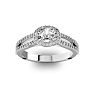 1 Carat Oval Halo Diamond Engagement Ring in 14 Karat White Gold, Split Shank Image-1