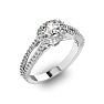 1 Carat Oval Halo Diamond Engagement Ring in 14 Karat White Gold, Split Shank Image-2