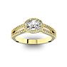 1 Carat Oval Halo Diamond Engagement Ring in 14 Karat Yellow Gold, Split Shank Image-1