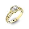 1 Carat Oval Halo Diamond Engagement Ring in 14 Karat Yellow Gold, Split Shank Image-2
