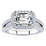 1 1/2 Carat Halo Diamond Engagement Ring in 14 Karat White Gold, Split Shank Image-1
