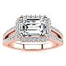 1 1/2 Carat Halo Diamond Engagement Ring in 14 Karat Rose Gold, Split Shank Image-1