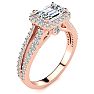 1 1/2 Carat Halo Diamond Engagement Ring in 14 Karat Rose Gold, Split Shank Image-2