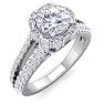1 1/2 Carat Fancy Halo Diamond Engagement Ring in 14 Karat White Gold Image-2