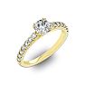 1 1/4 Carat Cushion Cut Double Prong Set Engagement Ring In 14 Karat Yellow Gold Image-2