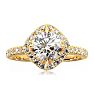1 1/3 Carat Cushion Style Halo Diamond Engagement Ring in 14 Karat Yellow Gold  Image-1