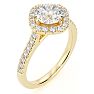 1 1/3 Carat Cushion Style Halo Diamond Engagement Ring in 14 Karat Yellow Gold  Image-2