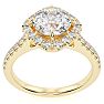 1 1/3 Carat Cushion Style Halo Diamond Engagement Ring in 14 Karat Yellow Gold  Image-3