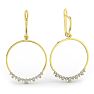 Diamond Drop Earrings: 14k Yellow Gold 1 1/3 Carat Diamond Circle Dangle Earrings Image-1