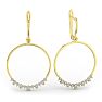 Diamond Drop Earrings: 14k Yellow Gold 1 1/3 Carat Diamond Circle Dangle Earrings Image-1