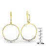 Diamond Drop Earrings: 14k Yellow Gold 1 1/3 Carat Diamond Circle Dangle Earrings Image-3