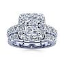 3 1/4 Carat Princess Shape Halo Diamond Bridal Set in 14k White Gold Image-1