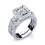 3 1/4 Carat Princess Shape Halo Diamond Bridal Set in 14k White Gold Image-2