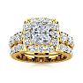 3 1/4 Carat Princess Shape Diamond Bridal Set in 14k Yellow Gold Image-1