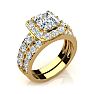 4 1/4 Carat Princess Halo Diamond Bridal Set in 14k Yellow Gold Image-2