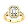 1 1/3 Carat Halo Diamond Engagement Ring In 14 Karat Yellow Gold Image-1