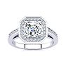 2 Carat Asscher Cut Halo Diamond Engagement Ring In 14 Karat White Gold Image-1