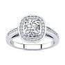 1 1/4 Carat Cushion Cut Halo Diamond Engagement Ring In 14 Karat White Gold Image-1