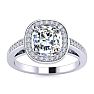 1 3/4 Carat Cushion Cut Halo Diamond Engagement Ring In 14 Karat White Gold Image-1