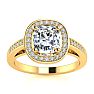 1 3/4 Carat Cushion Cut Halo Diamond Engagement Ring In 14 Karat Yellow Gold Image-1