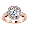 1 3/4 Carat Cushion Cut Halo Diamond Engagement Ring In 14 Karat Rose Gold Image-1