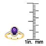 1 Carat Oval Shape Amethyst and Halo Diamond Ring In 14 Karat Yellow Gold Image-5