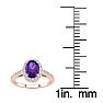 1 Carat Oval Shape Amethyst and Halo Diamond Ring In 14 Karat Rose Gold Image-5