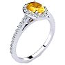 1 Carat Oval Shape Citrine and Halo Diamond Ring In 14 Karat White Gold Image-2