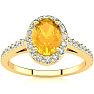 1 Carat Oval Shape Citrine and Halo Diamond Ring In 14 Karat Yellow Gold Image-1