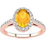 1 Carat Oval Shape Citrine and Halo Diamond Ring In 14 Karat Rose Gold