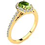 1 Carat Oval Shape Peridot and Halo Diamond Ring In 14 Karat Yellow Gold Image-2
