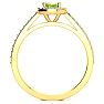 1 Carat Oval Shape Peridot and Halo Diamond Ring In 14 Karat Yellow Gold Image-3