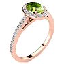 1 Carat Oval Shape Peridot and Halo Diamond Ring In 14 Karat Rose Gold Image-2
